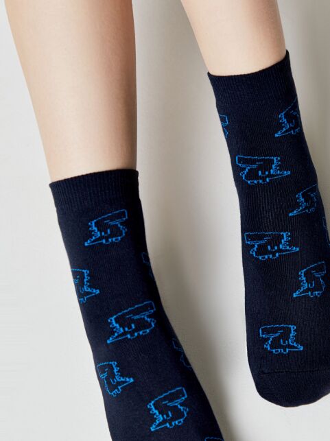 Махровые темно-синие носки SOF-TIKI с рисунком «Динозавры» - купить в интернет-магазине Conte