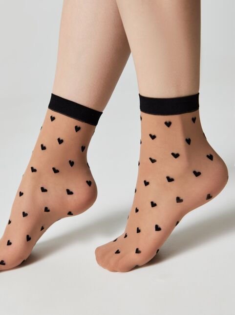 Тонкие носки FANTASY с рисунком "сердечки" - купить в интернет-магазине Conte