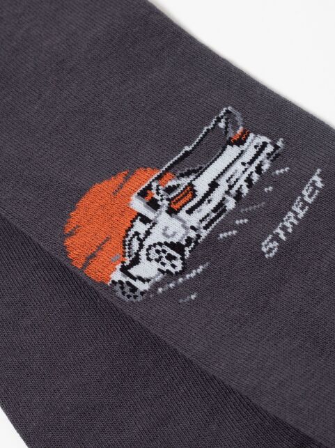 Хлопковые колготки TIP-TOP темно серые с рисунком "гонка" - купить в интернет-магазине Conte