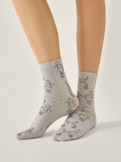 Носки со льном из лимитированной коллекции BEST FRIENDS «Пудель» - купить в интернет-магазине Conte