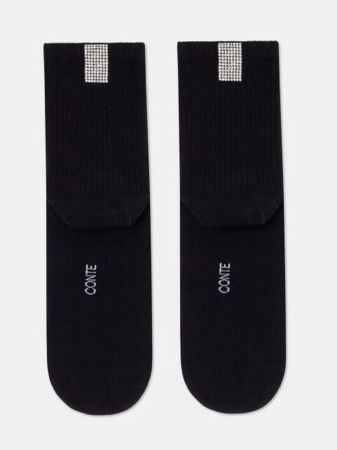 Носки из хлопка в рубчик с сияющим декором из стразов - купить в интернет-магазине Conte