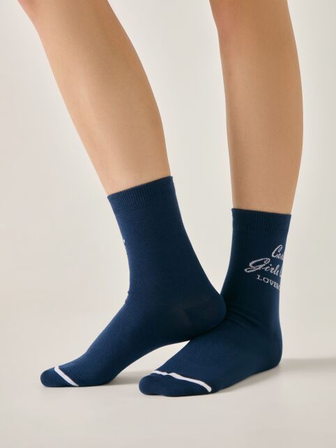 Хлопковые носки CLASSIC с рисунком «Conte girls club» - купить в интернет-магазине Conte