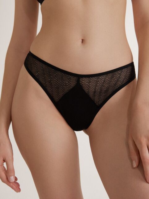 Трусы «бразилиано» из сетки с узором «зигзаг» WAVE LBR 2976 - купить в интернет-магазине Conte