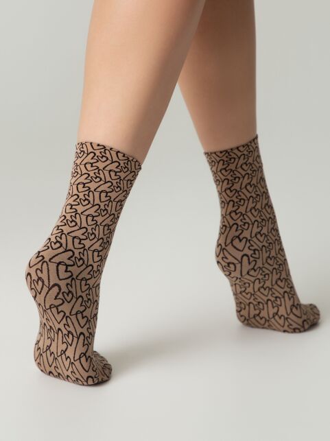 Плотные носки с вывязанным рисунком «сердечки» - купить в интернет-магазине Conte