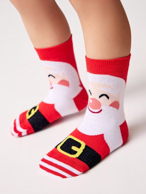 Новогодние красные носки с рисунком «Санта» - купить в интернет-магазине Conte