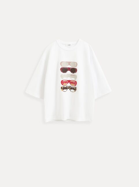 Хлопковая футболка с рисунком «Glasses» и рукавами до локтя LD 3449 - купить в интернет-магазине Conte
