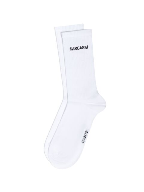 Удлиненные мужские носки в рубчик с вышивкой «Sarcasm» - купить в интернет-магазине Conte