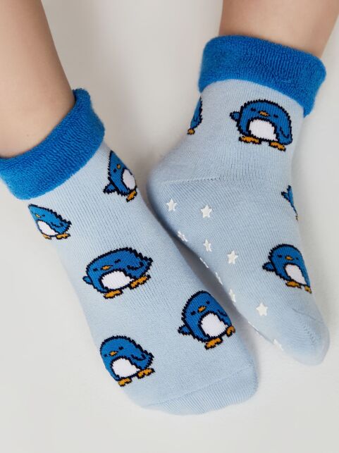 Махровые голубые носки SOF-TIKI с антискользящей стопой - купить в интернет-магазине Conte