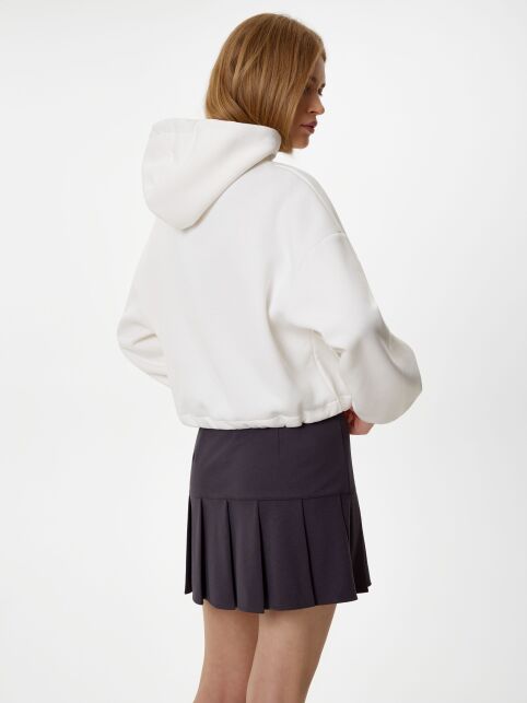 Укороченный джемпер из футера на флисе с капюшоном LD 3233 - купить в интернет-магазине Conte