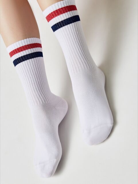 Удлиненные хлопковые носки ACTIVE с яркими полосками из люрекса - купить в интернет-магазине Conte