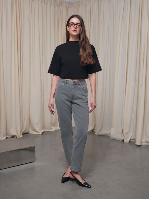 Джинсы mom в пепельном оттенке СON-846 - купить в интернет-магазине Conte