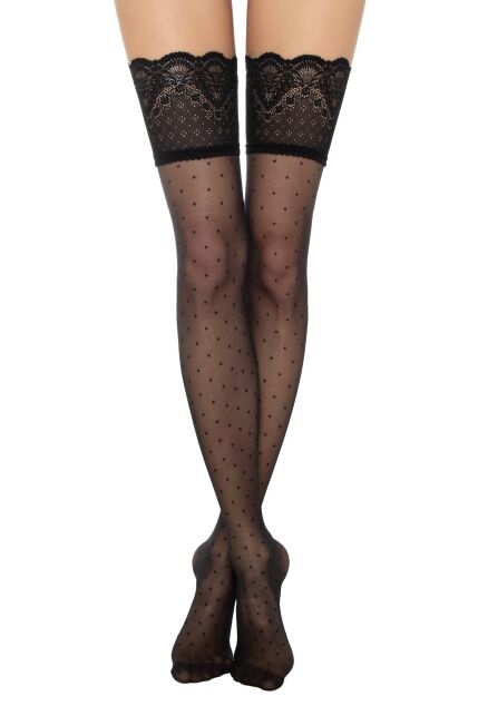 Чулки в горошек с ажурной резинкой HAPPY - купить в интернет-магазине Conte