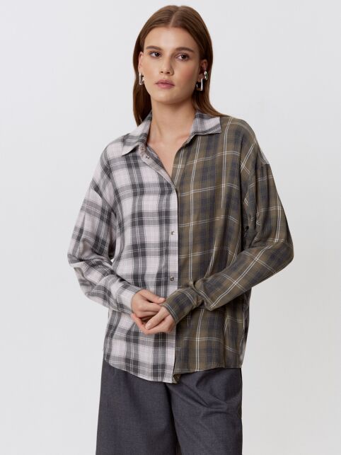 Двухцветная рубашка из вискозы в клетку LRU 3464 - купить в интернет-магазине Conte