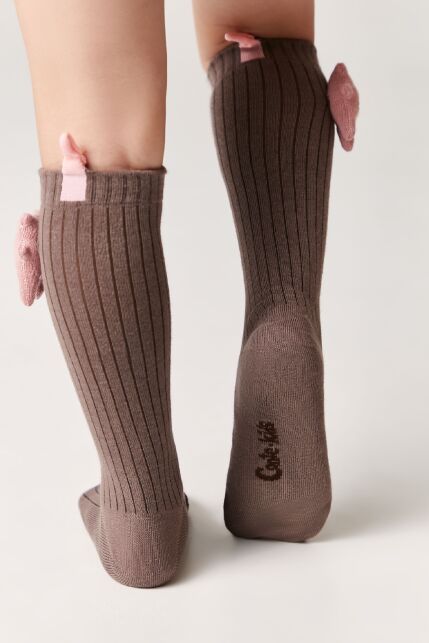 Удлиненные носки в рубчик с декоративной игрушкой «Вear» - купить в интернет-магазине Conte