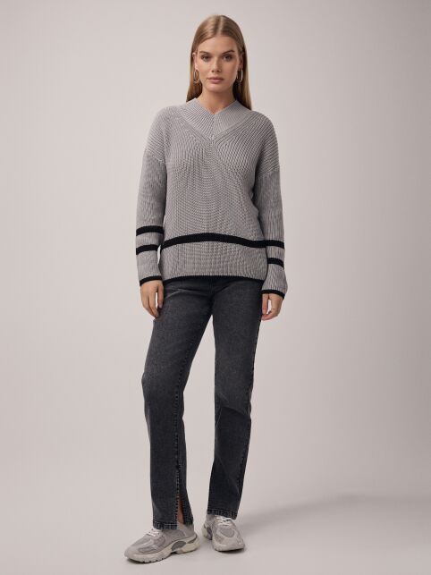 Джинсы straight оксидной варки с высокой посадкой и разрезами CON-682 - купить в интернет-магазине Conte