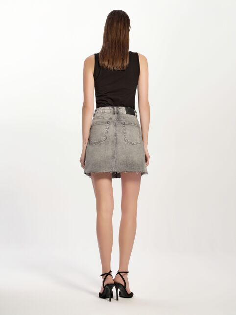 Джинсовая юбка-mini оксидной варки со вставками по бокам CON-761 - купить в интернет-магазине Conte