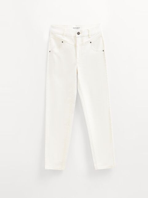 Джинсы mom в молочном оттенке с кокеткой CON-726 - купить в интернет-магазине Conte