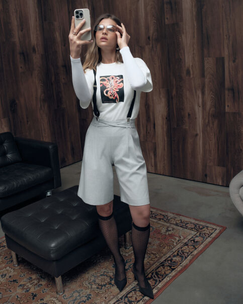 Хлопковая футболка Floriography с рисунком «Хризантема» LD 3469 - купить в интернет-магазине Conte