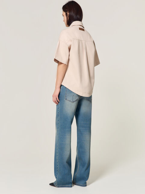 Джинсовая ветровка бежевого цвета с укороченными рукавами CON-926 - купить в интернет-магазине Conte