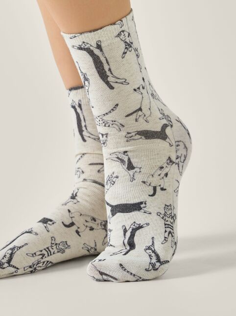 Носки со льном из лимитированной коллекции BEST FRIENDS «Коты» - купить в интернет-магазине Conte