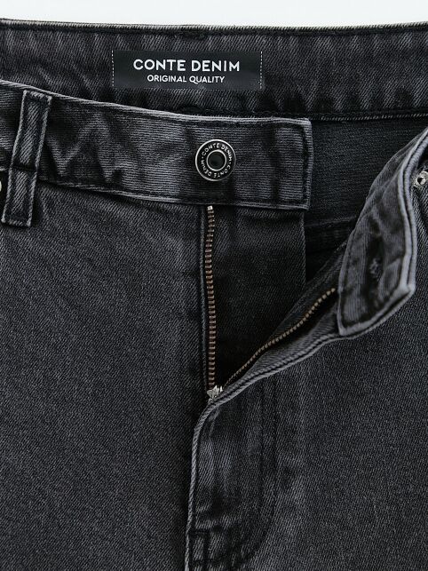 Чёрные джинсы wide leg с эффектом потёртостей и двойными шлёвками CON-802 - купить в интернет-магазине Conte