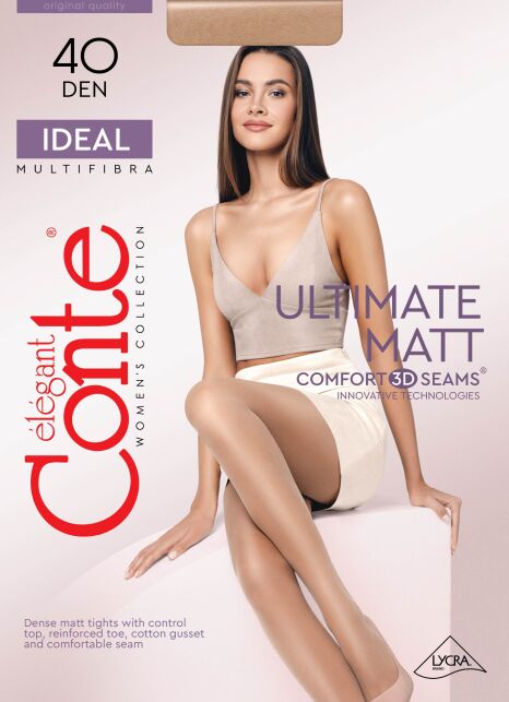 Матовые колготки женские с эффектом пудры «ultimate matt» IDEAL 40 Lycra® - купить в интернет-магазине Conte