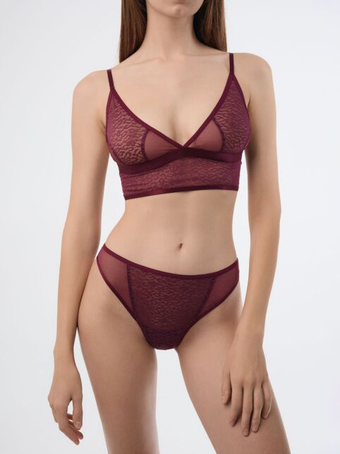 Бюстье с треугольными чашками из анималистичного кружева и сетки SAVAGE LBE 2533 - купить в интернет-магазине Conte