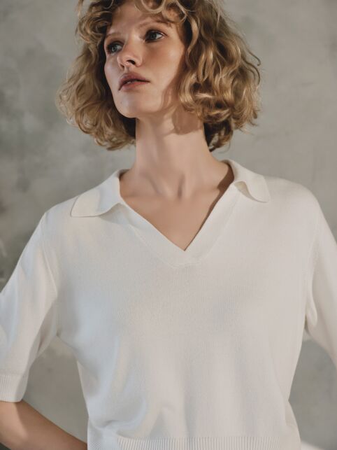 Джемпер-поло прямого силуэта из пряжи с вискозой LDK2578 - купить в интернет-магазине Conte