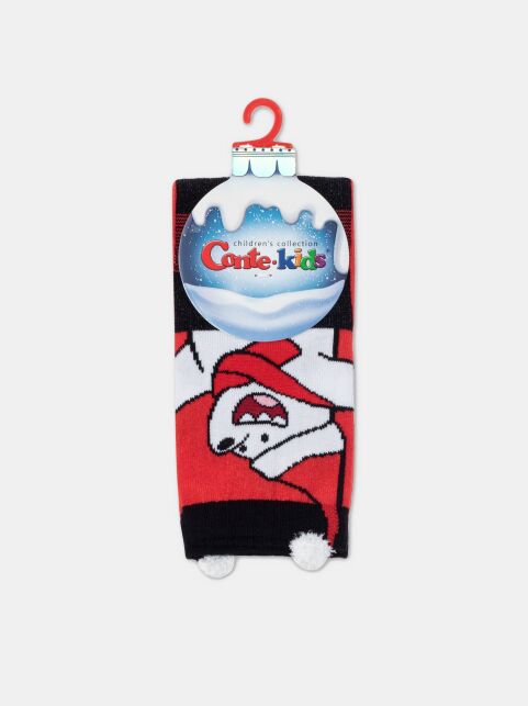 Новогодние носки с пикотом "Мишка" из объёмной пушистой нити - купить в интернет-магазине Conte
