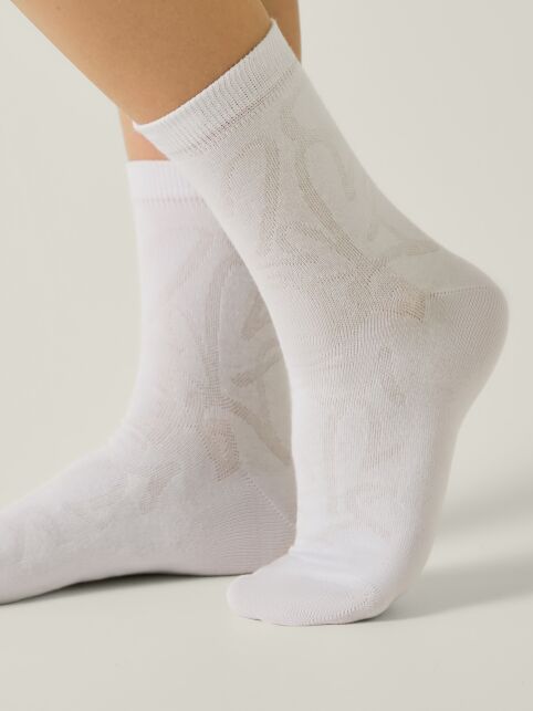 Классические хлопковые носки с рисунком «сердечки» - купить в интернет-магазине Conte