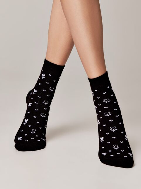 Махровые носки из хлопка с рисунками «Цветы» - купить в интернет-магазине Conte