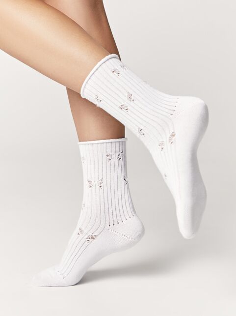 Хлопковые носки с ажурным рисунком «бабочки» - купить в интернет-магазине Conte