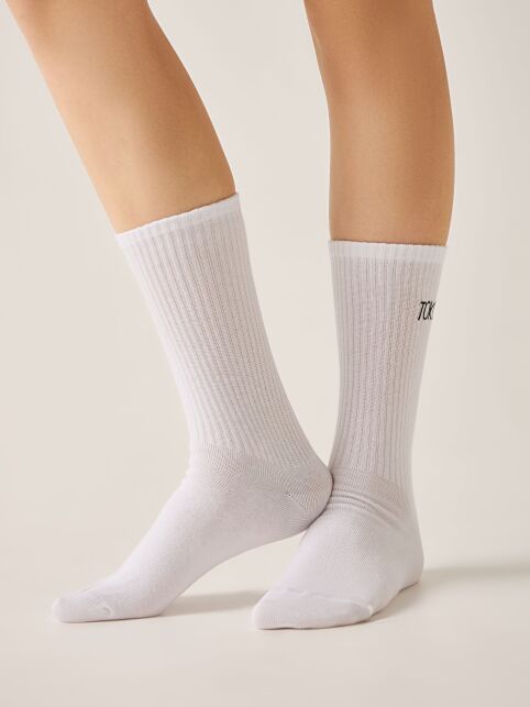 Удлиненные женские носки в рубчик с вышивкой «Токсик» - купить в интернет-магазине Conte