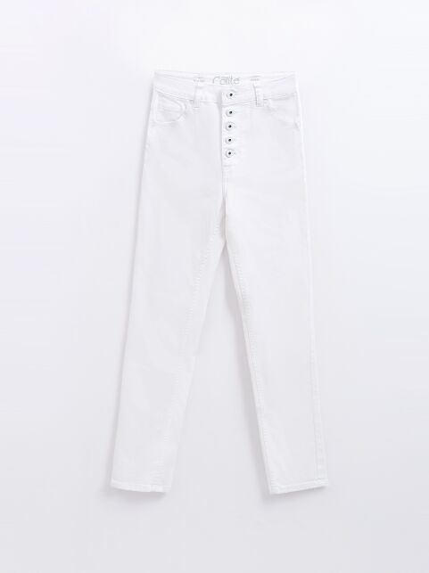 Белые джинсы slim fit с застежкой на пуговицы CON-647 - купить в интернет-магазине Conte