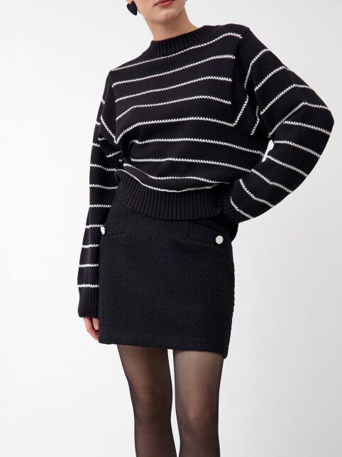 Джемпер объёмного силуэта в полоску из пряжи с хлопком LDK 24114 - купить в интернет-магазине Conte