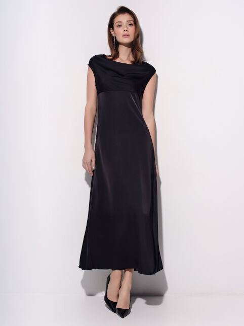 Платье макси прямого кроя из плотного сатина с матовым блеском LPL 3526 - купить в интернет-магазине Conte