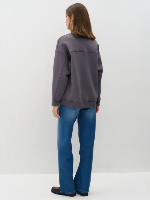 Свободный свитшот из футера с акцентными манжетами LD 3229 - купить в интернет-магазине Conte