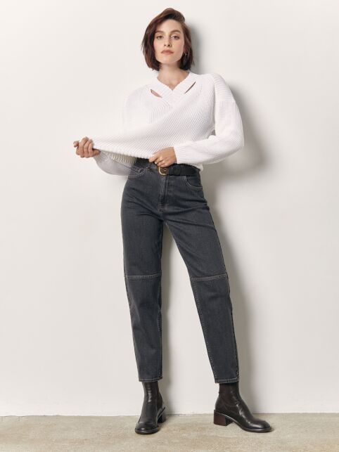 Джинсы mom с высокой посадкой и горизонтальными швами CON-591 - купить в интернет-магазине Conte
