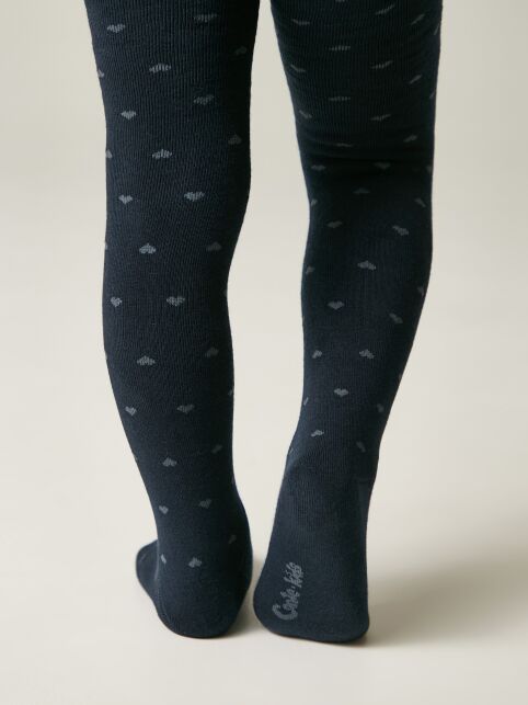 Колготки SOF-TIKI темно синие (махровые внутри) с рисунком "сердечки" - купить в интернет-магазине Conte