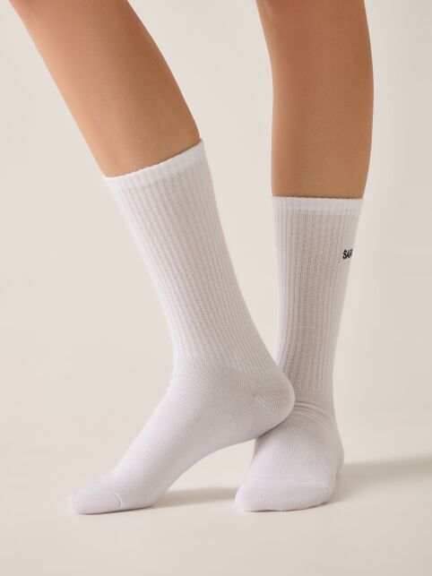 Удлиненные женские носки в рубчик с вышивкой «Sarcasm» - купить в интернет-магазине Conte