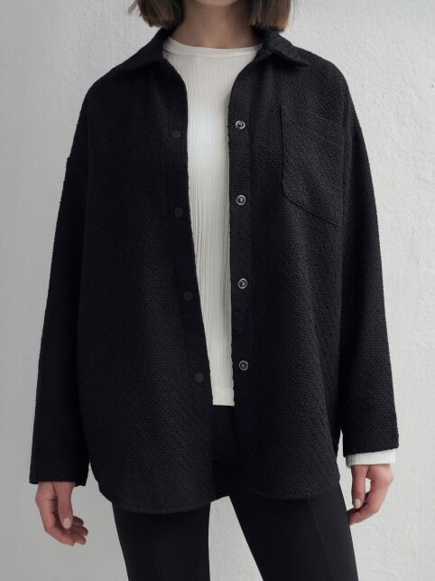 Рубашка черная из фактурного твида LRU 3268 - купить в интернет-магазине Conte