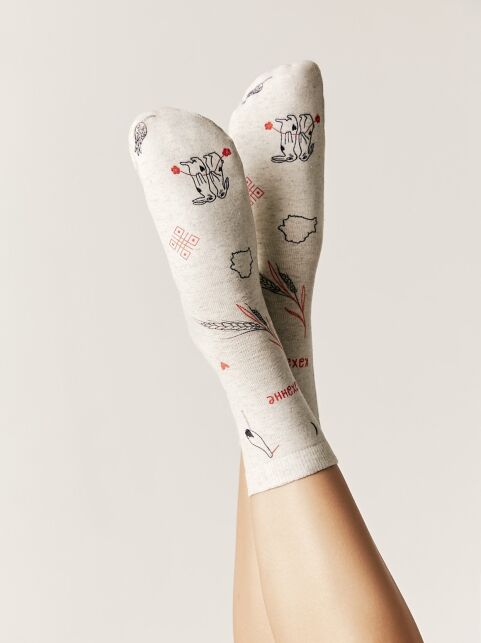 Носки из смесовой пряжи с хлопком и льном «Каханне», модель 641 - купить в интернет-магазине Conte