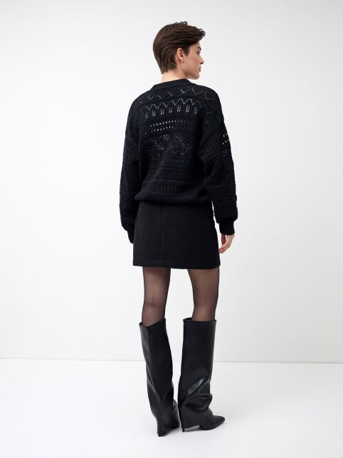 Юбка-mini черная из фактурного твида LU 3273 - купить в интернет-магазине Conte