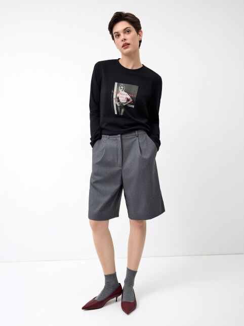 Лонгслив из хлопка с рисунком «It is better to dress» LD 3287 Лонгслив из хлопка с рисунком «It is better to dress» LD 3287 - купить в интернет-магазине Conte