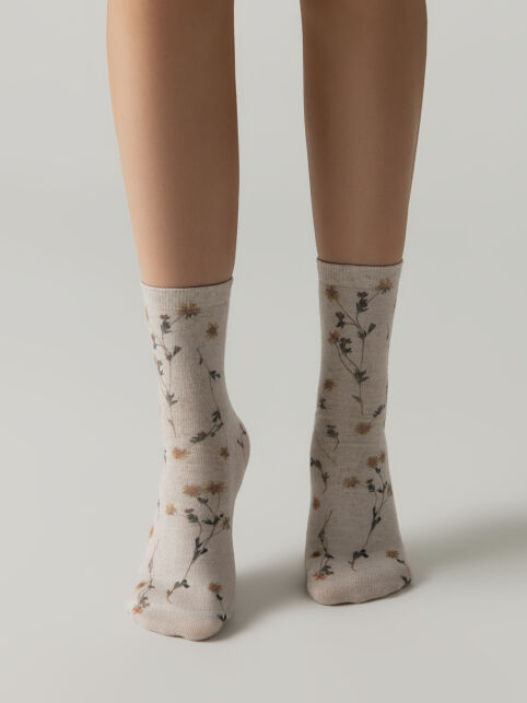Носки из пряжи со льном «Цветочки» - купить в интернет-магазине Conte