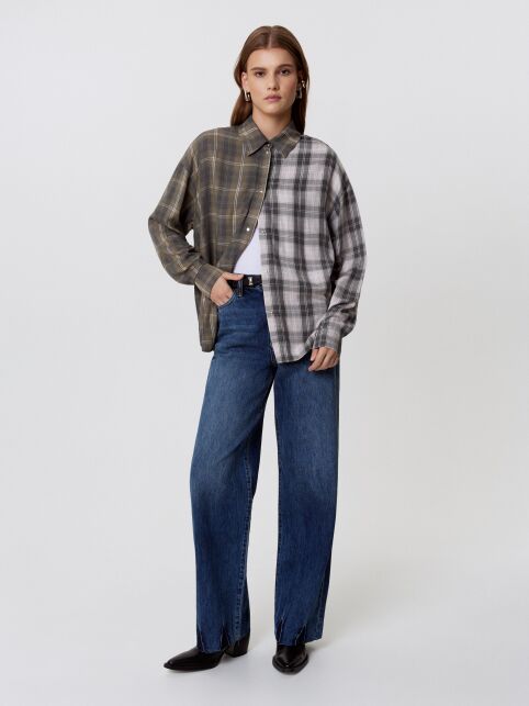 Двухцветная рубашка из вискозы в клетку LRU 3464 Двухцветная рубашка из вискозы в клетку LRU 3464 - купить в интернет-магазине Conte