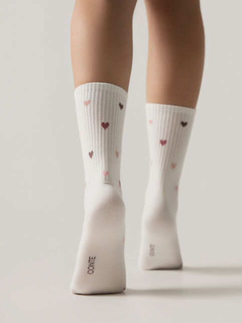 Удлинённые носки ACTIVE из хлопка в нежные сердечки - купить в интернет-магазине Conte