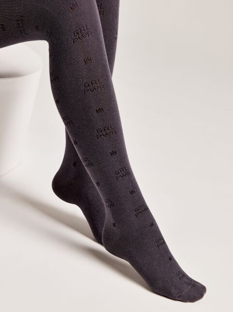 Колготки из хлопка с рисунками «GRL PWR» - купить в интернет-магазине Conte