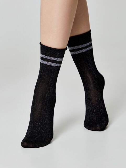 Удлиненные носки FANTASY с люрексом, модель 596 Удлиненные носки FANTASY с люрексом, модель 596 - купить в интернет-магазине Conte