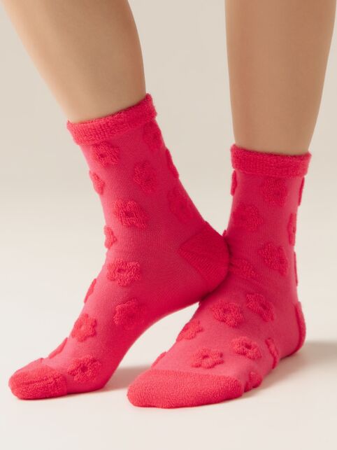 Махровые носки из хлопка с объемным рисунком «цветочки» COMFORT, модель 548 - купить в интернет-магазине Conte